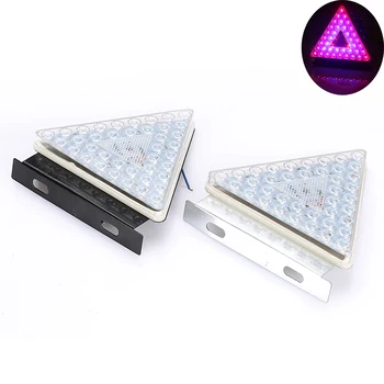 

1Pair Triangle LED Rear Tail Lights Warning Lamp for Universal 24V Truck Trailer Lorry Engineering Vehicle Red Blue White