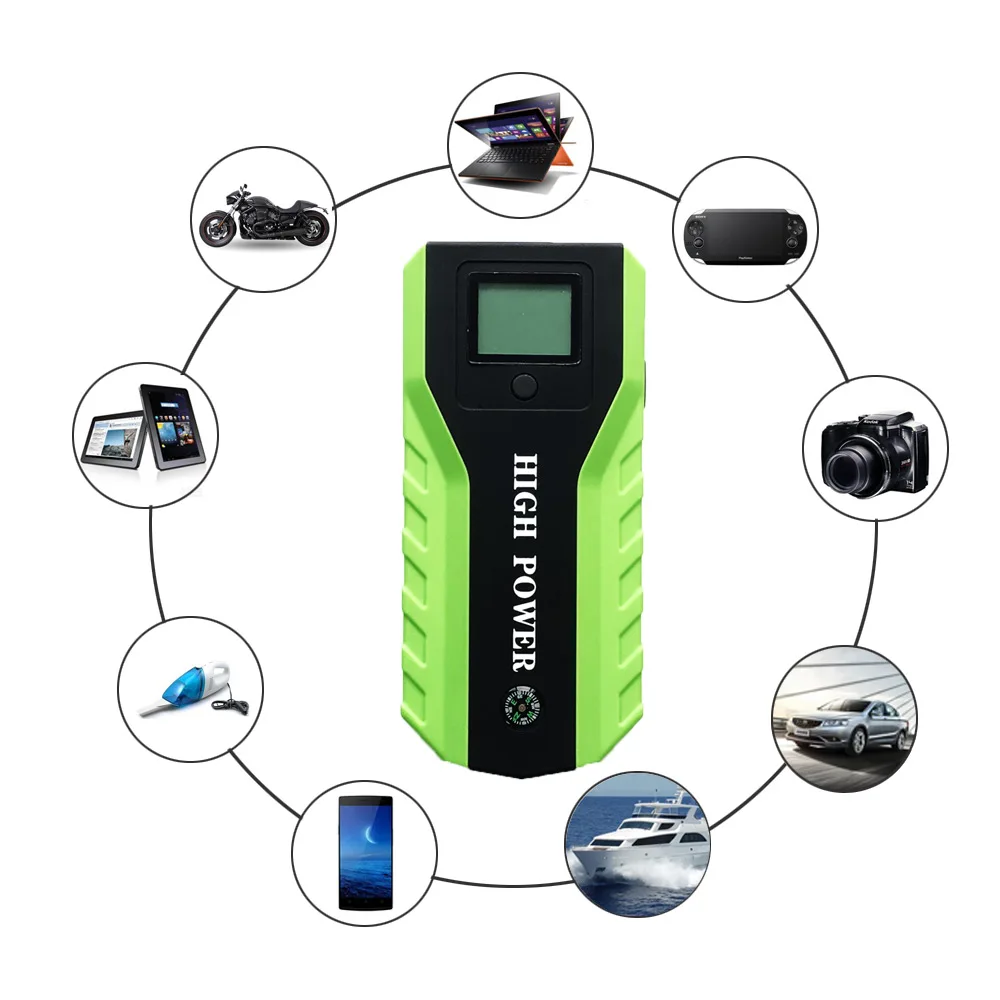 2019 Multifunction Jump Starter 89800mAh 12V 2USB 600A Portable Car Battery Booster Charger Booster Power Bank Starting Device