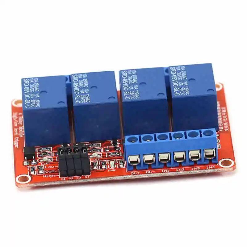 

4-way relay module with optocoupler isolation Support high and low level trigger 5V four way