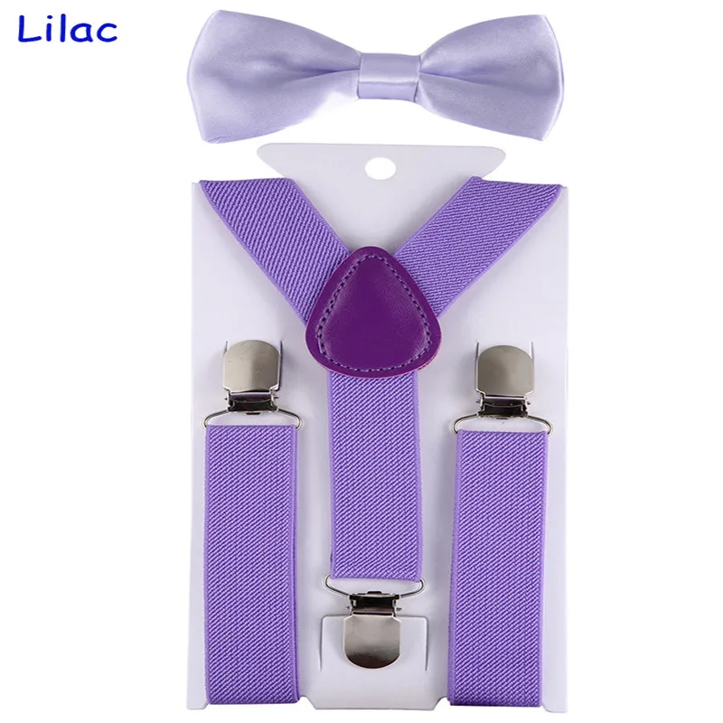Новые детские подтяжки с бантом, модный детский комплект с галстуком-бабочкой, брекеты для мальчиков и девочек, регулируемые подтяжки, Детские свадебные галстуки, аксессуары - Цвет: Light Purple