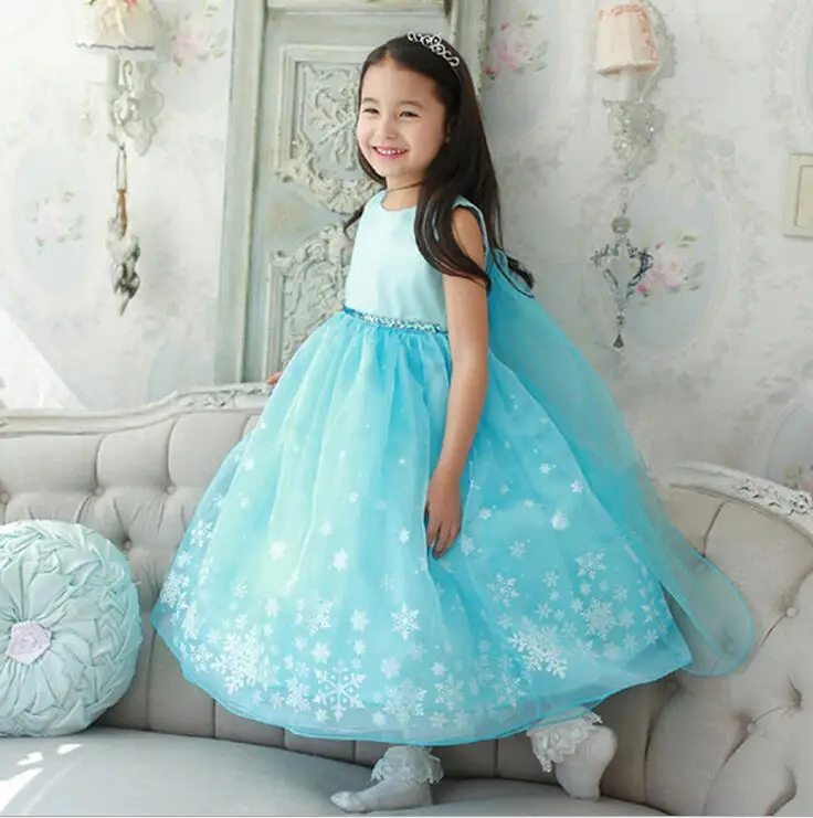 Hot sale girls dress Children girl Snow queen Elsa dress summer girls princess dress many designs