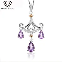 DOUBLE-R фиолетовый Подвески Для женщин Аметист стерлингового серебра 925 капли воды Ожерелья для мужчин Подвески Рождественский подарок Ювелирные украшения CAP02430A