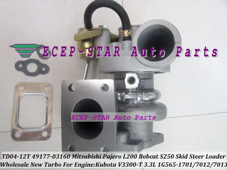 TD04-12T 49177-03160 1G565-1701 Turbo Turbocharger For Mitsubishi Pajero L200 Bobcat S250 Skid Steer Loader Kubota V3300-T 3.3L (4)