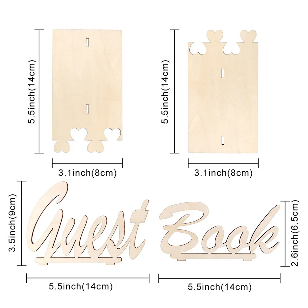 1pc Wedding Guest Book Sign Board Rustic Wooden Wedding Decoration DIY Guest Sign-in Book Table Decoration Party Accessories