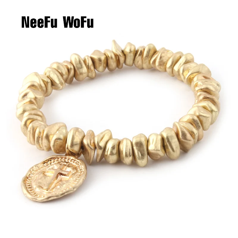 

NeeFuWoFu fashion Bracelets DIY Zinc alloy Retro Metal Beaded Nulti-turn Bracelet for Woman Beaded bracelet fashion jewelry