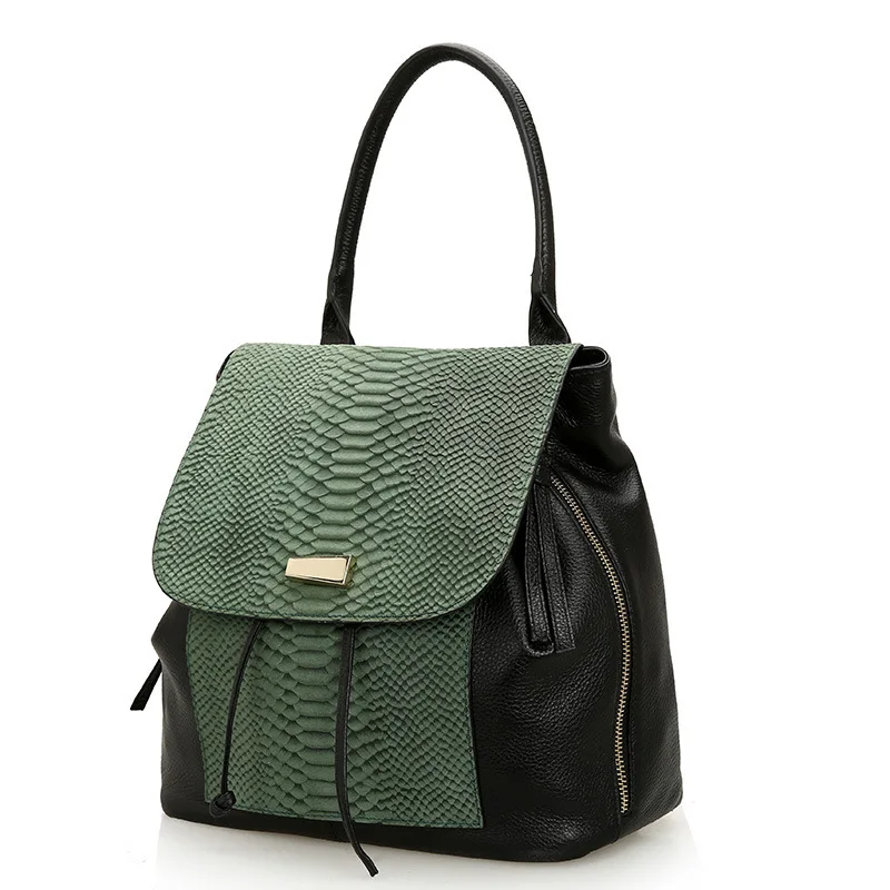 

2016 New Snake Genuine Leather Women Backpack Female Fashion Rucksack Brand Designer Ladies Back Bag High Quality School Bag