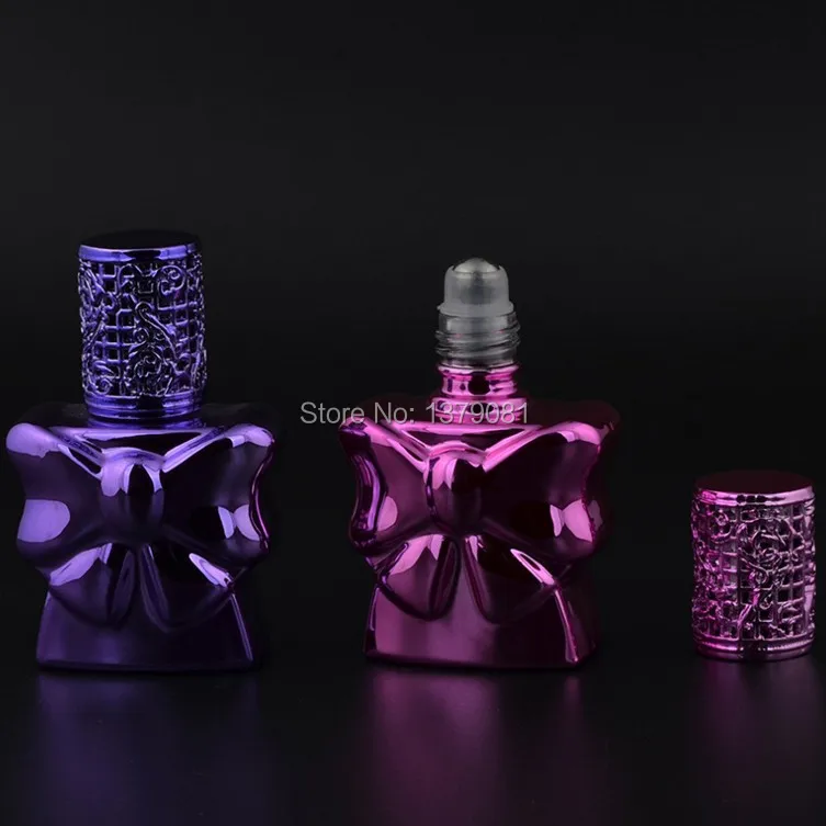 13 мл фиолетовый, розовый Стекло ролик духи Бутылочки пустой рулон на бутылке бабочка Форма косметические многоразового контейнеры