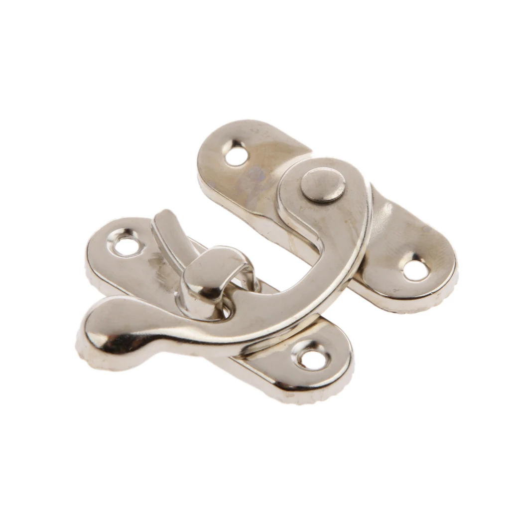 5 Sets 45 x 40mm Vintage Decorative Cabinet Latches Hasp Pad Lockable Clasp for Jewelry Wooden Box Case Chest, Silver Alloy