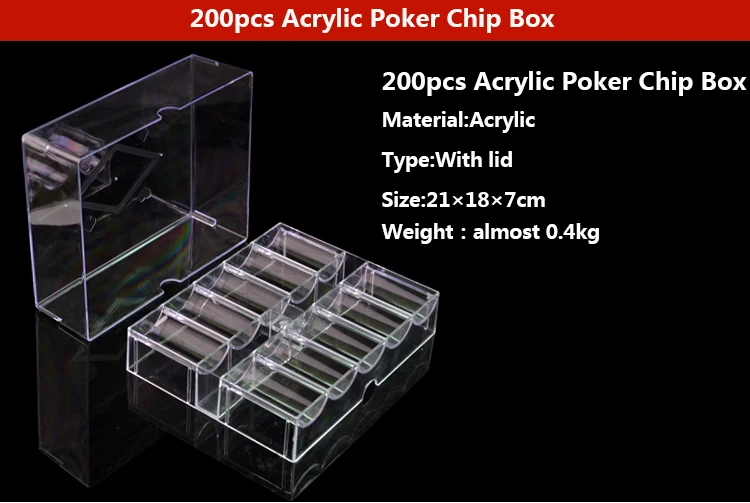 Высокое качество 100/200 шт акриловый лоток для покера/коробка прозрачная коробка для фишек с крышкой для игры в казино