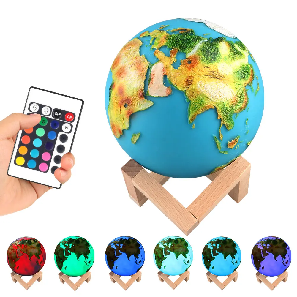 

Dropshipping Night Light 3D Printed Earth Lamp Painted Earth USB Charging Night Light Touch Remote Control Brightness 15CM