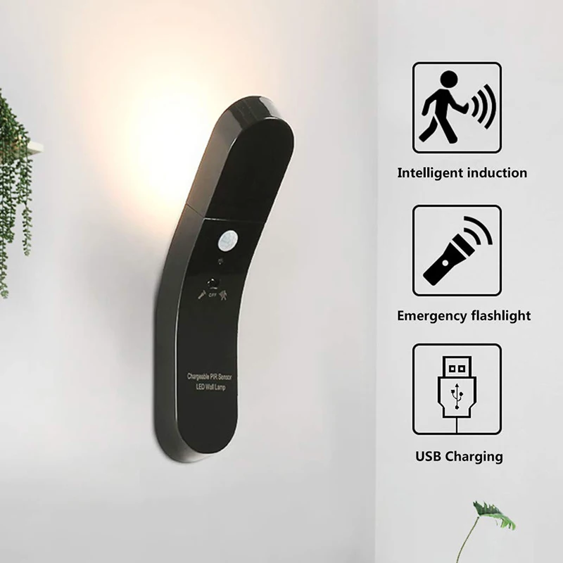 

6 LED Motion Sensor Light PIR USB Rechargeable LED Wall Lamp 360 Degree Warm Night Light Wireless Portable Emergency Flashlight