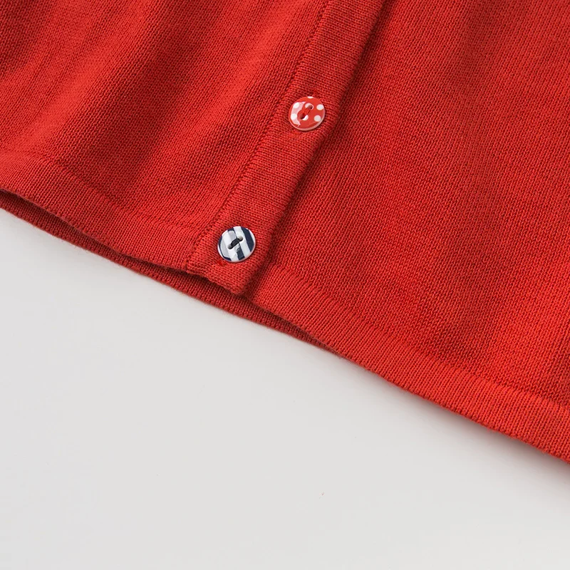 DB11846-1 dave bella/осенний модный красный кардиган для маленьких девочек с рисунком из мультфильма; пальто для малышей; милый вязаный свитер для детей