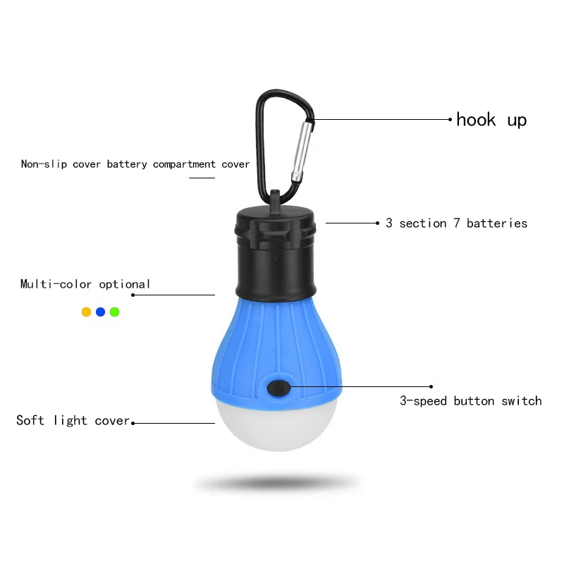 

HOT Mini Portable Tent Light LED Bulb Emergency Lamp Waterproof Hanging Hook Camping Flashlight LSF99