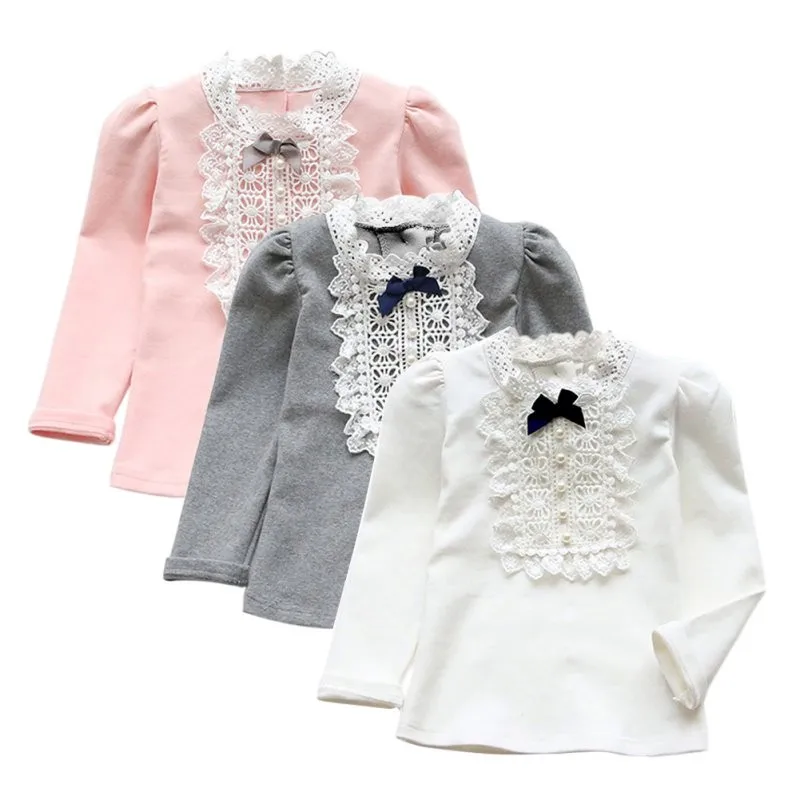Domeiland/ Весенняя модная новая одежда для маленьких девочек, милая кружевная блузка с длинными рукавами и цветочным рисунком, блузка с оборками, топы