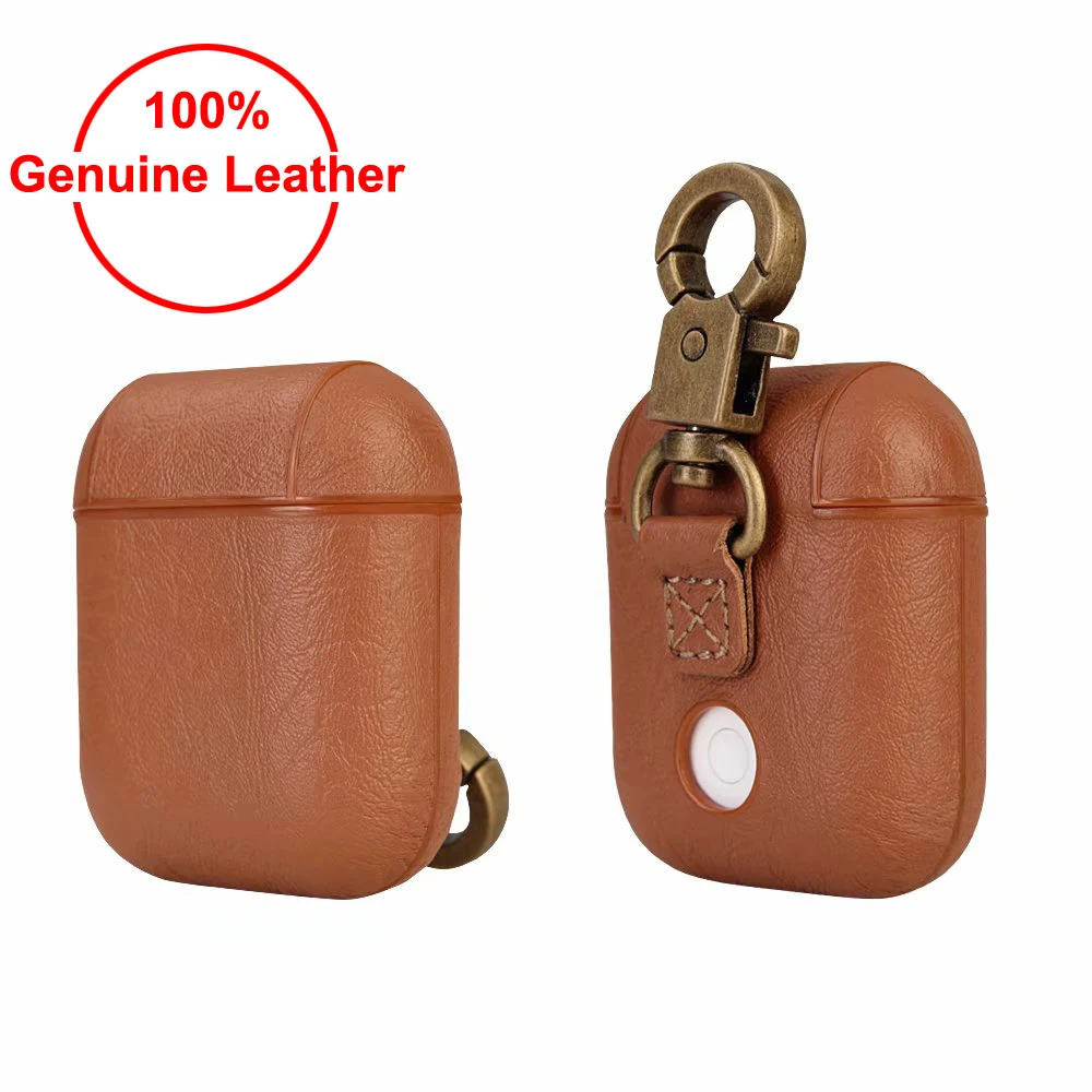 

for Airpods Cases Genuine Leather Case for Apple Airpod 1 2 Cover Wireless Bluetooth Earphone Case Pouch Air Pods Carrying Bag