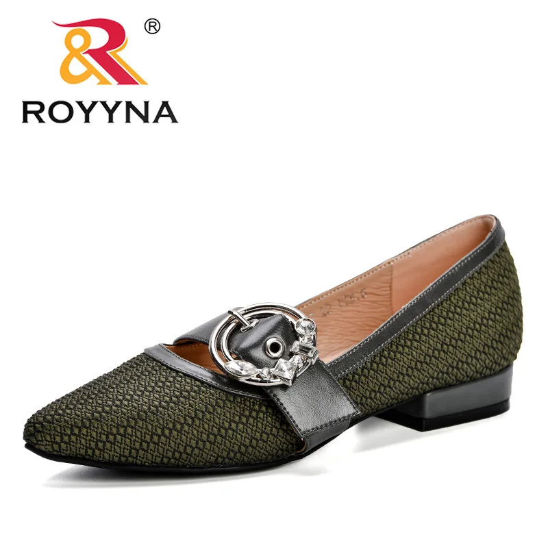

ROYYNA Sapato Feminino Real Zapatos Mujer New 2019 Spring Autumn Designer Lower Heels Women Pumps Pointed Toe Crystal Shoes Lady