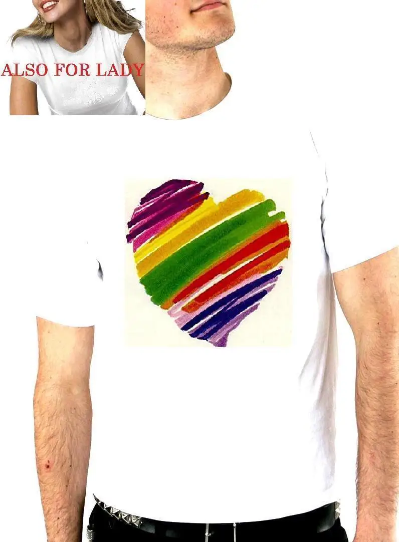 Мужская футболка Сердце Cuore Rainbow Cool Nice Us Uk Винтаж Рок забавная Америка Бостон