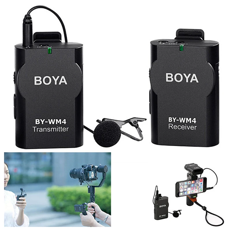 

Professional BY-WM4 Wireless Microphone System Lavalier Lapel Mic for Canon Nikon Sony DSLR Camcorder Recorder for iPhone 6