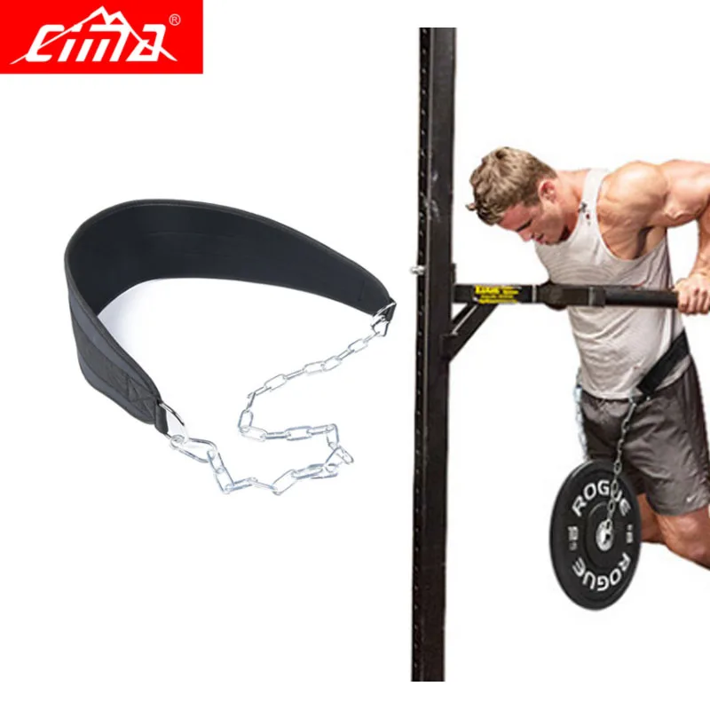 

CIMA Waist Training Belt with Chain Fitness body building Weight Barbell Bear Pull Up Muscle Exercise Resistance Bands