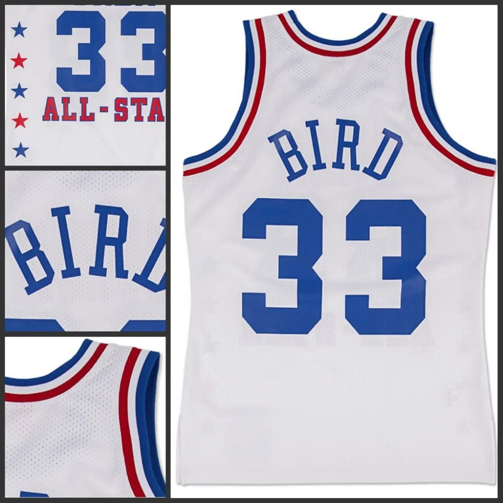 Customized 33 Larry Bird 1980 All Star Throwback Basketball Jersey