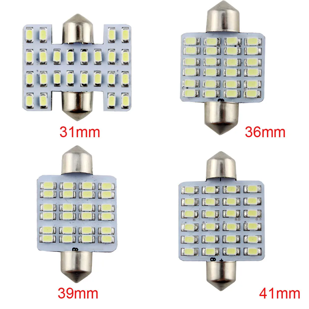 500X 31 мм 36 39 41 холодный белый C5W светодиодный Festoon светильник 1206 24 SMD 24Led купольная