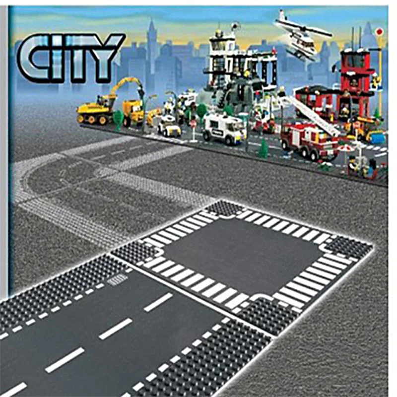 

Classic Street View Series Building Blocks Large Bottom Plate Straight Cross Small Particle Road Board Assembling Man-made Toys