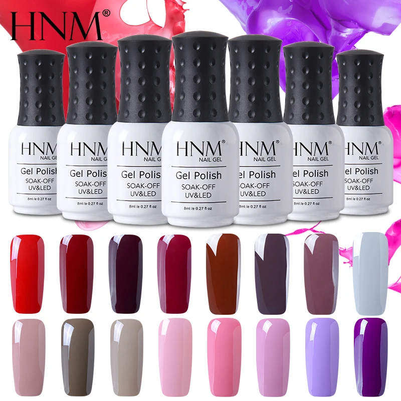 

HNM Pure Color UV Gel Nail Polish Semi Permanent Hot 30 Colors Painting Gellak Hybrid Varnish Stamping Enamel Primer Top Base