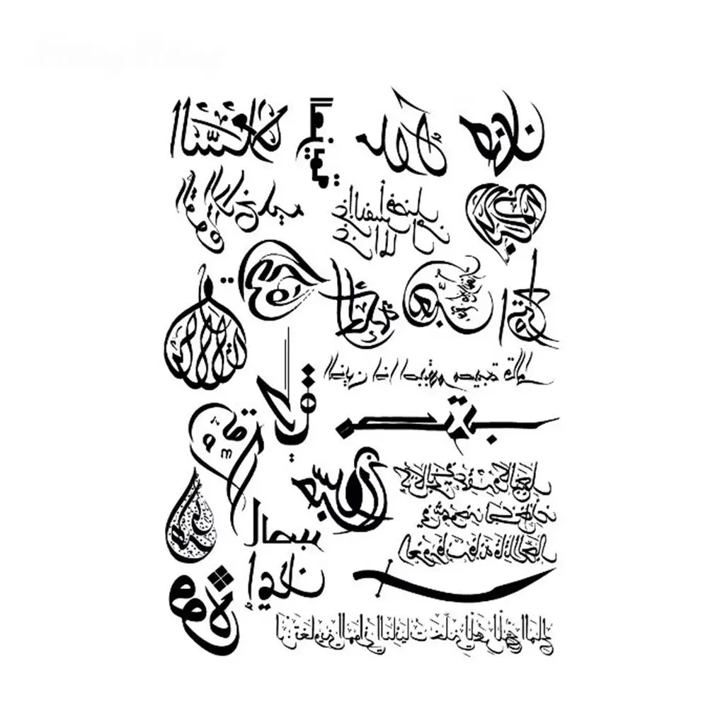 2017 Geometric Temporary Tattoo Arabic Letters Fake Tattoos Men Women