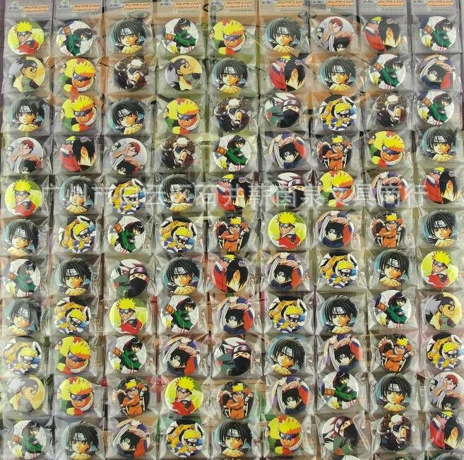 

New 108pcs/set Cartoon Japanese Anime Naruto Badge Button Pins Party Gifts Diameter 2.5 cm Free Shipping Z-32