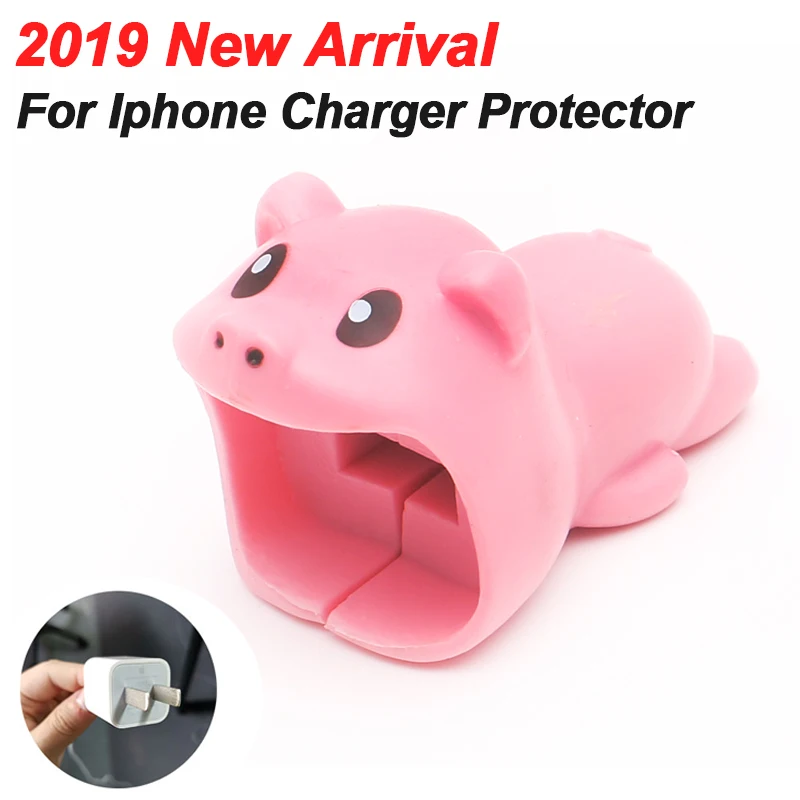 

For iphone Cable Protector Cute Animal Bite charger protector USB Cable Chompers Winder Organizer Hippo Bites Doll Model