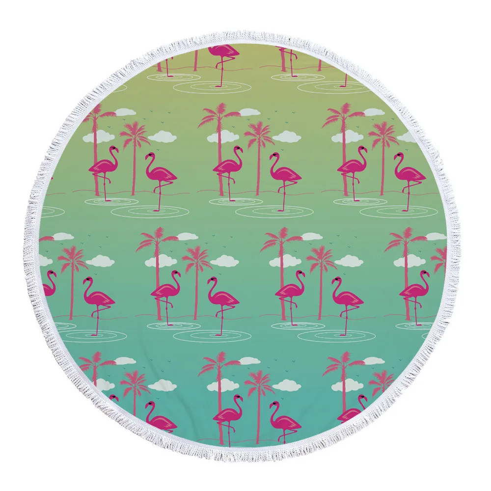 Новое поступление дизайн Фламинго микрофибра плюс кисточка дизайн круглые пляжные полотенца банные Коврик для йоги ползающий ребенок коврик Размер 150 см