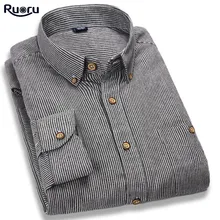 Ruoru бренд Хлопковые фирменные носки Лидер продаж модные мужские рубашки с длинным рукавом человек Топы корректирующие в полоску мужская одежда Рубашки для мальчиков тонкий Для мужчин рубашка Бизнес