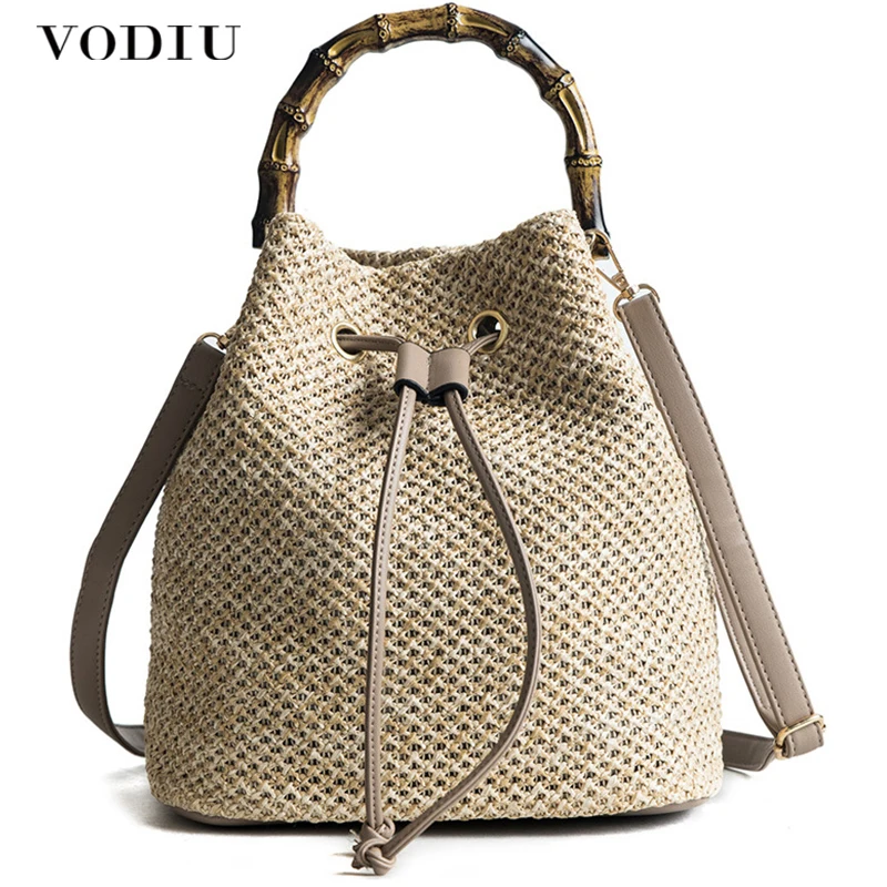 Summer Straw Beach Bag Women Shoulder Bag Cross body Fashion Bucket ...