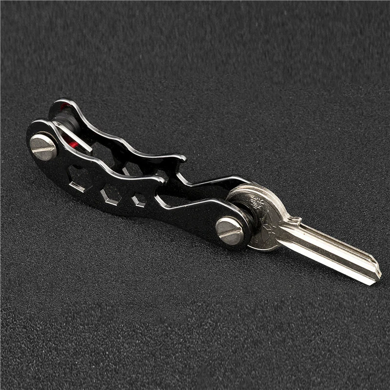 Metallic-Key-Organizer-Keychain-Black-Stainless-Steel-Key-Chain-Organizer-2018-New-Housekeeper(3)