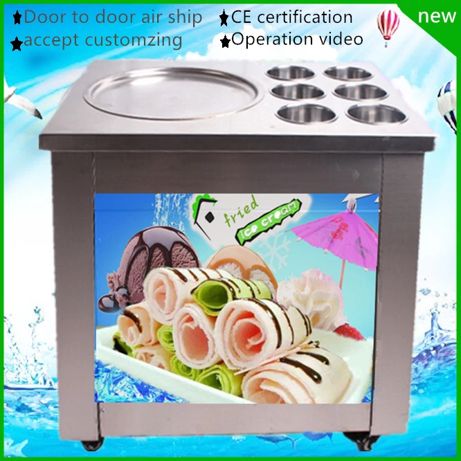 ==> [Free Shipping] Buy Best free ship CE R410 Fried Ice Cream Machine Single Round Pan Ice Cream Roll Machine with Salad Fruits Workbench 6pcs Tanks Cooling Online with LOWEST Price