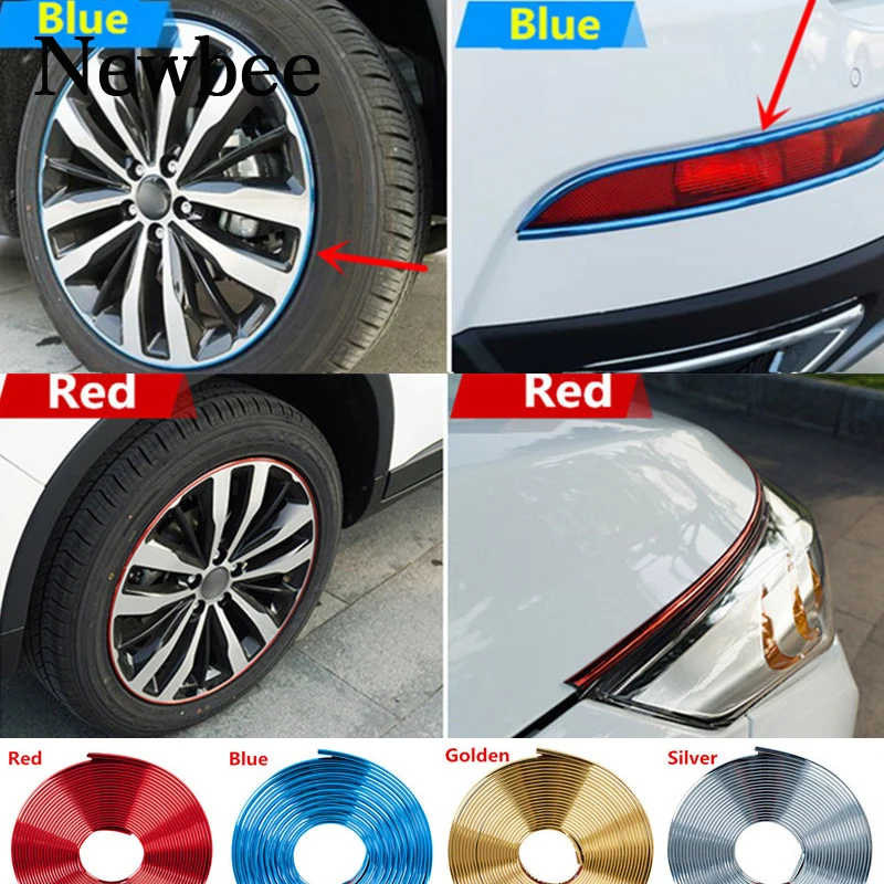 

Newbee Car Chrome Moulding Trim Strip Motorcycle Decal Wheel Hub Rim Edge Protector Tire Guard Grille Headlight Decoration Line