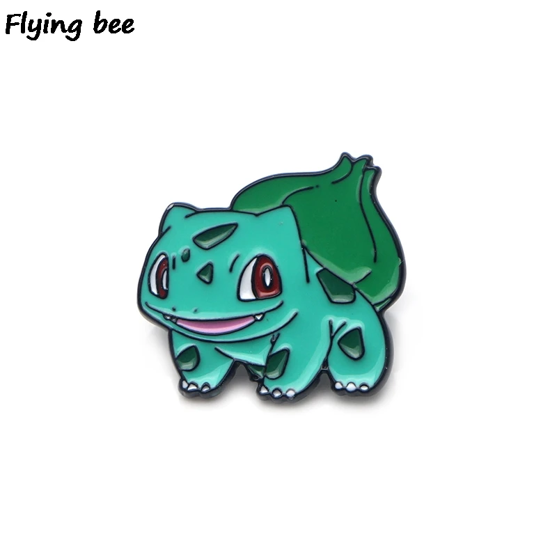 Flyingbee Bulbasaur Эмаль Булавка для одежды сумки значок для рюкзака Брошь Личность рубашка нагрудные булавки X0199