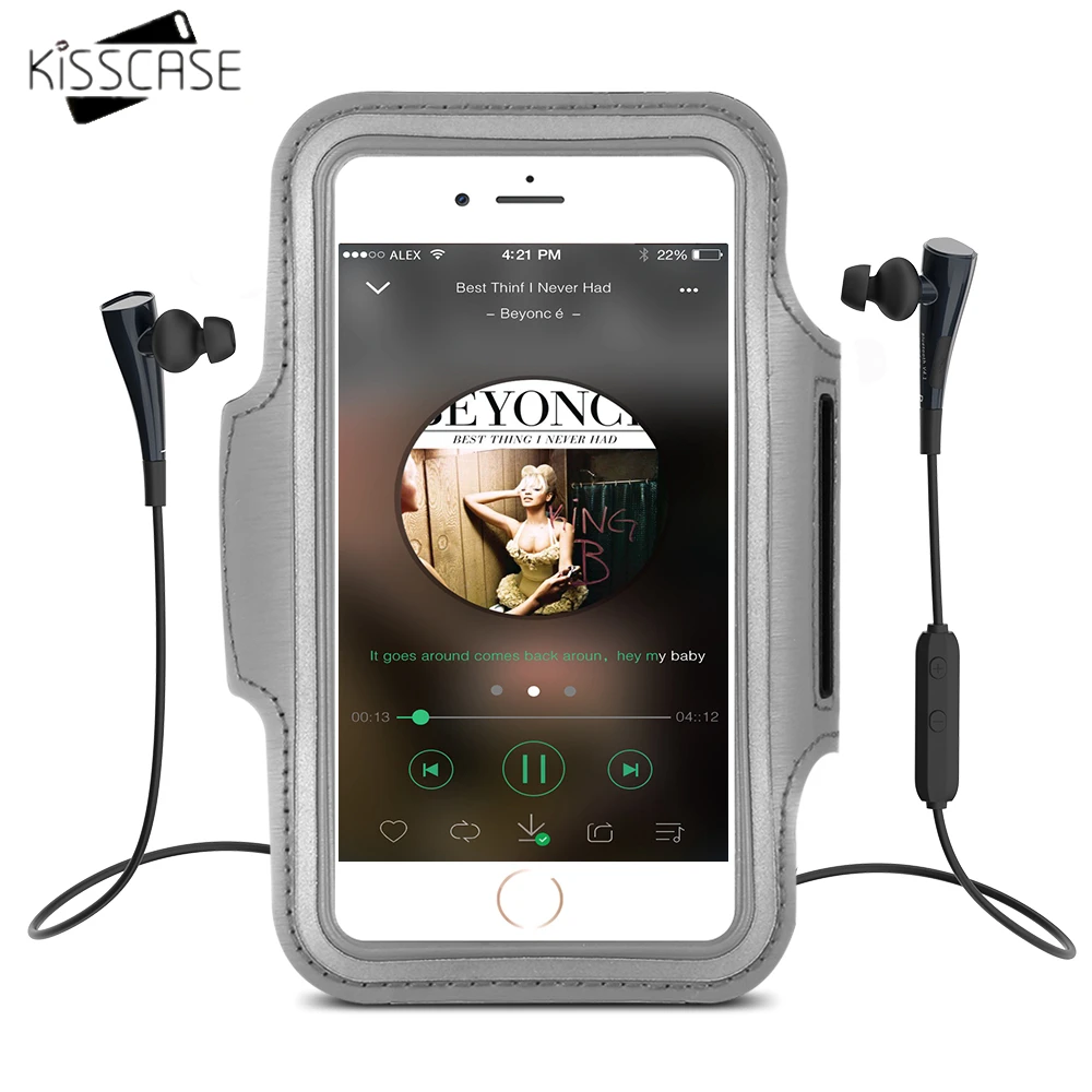 Kopen KISSCASE 5.5 Inch Universele Sport Armband Volledige Dekking Case Voor iphone 7 6 6 s 7 Plus Arm Zakken Telefoon Pouch Running Jogging tassen