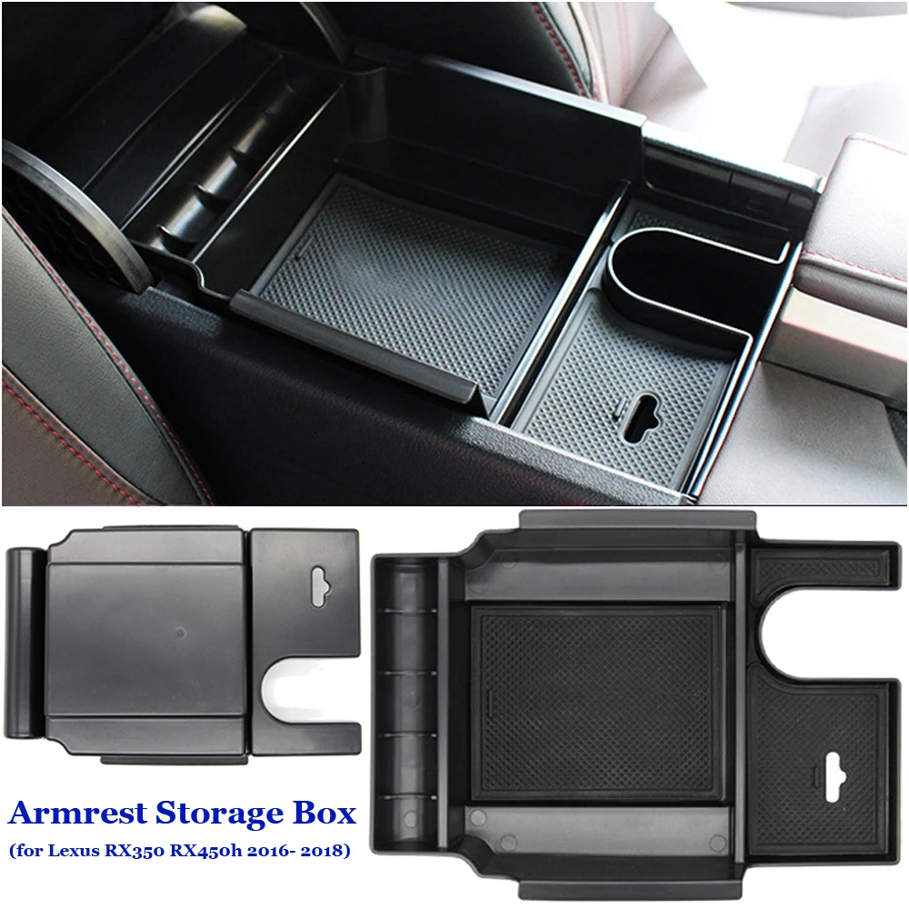 

Brand New For Lexus RX350 RX450h 2016-2018 Tray Container Black Plastic Car Console Armrest Storage Box Tray 16.5*25*6.5cm
