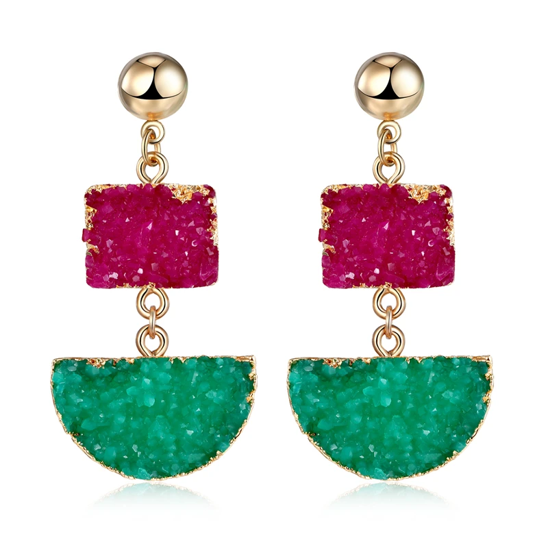 Dayoff Handmade Resin Drops Earings For Women Jewelry Square Semicircle Earrings Earing Long Earring pendientes largo E138 | Украшения и