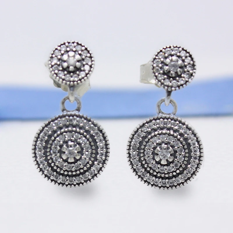 

ROCKART Standard S925 Sterling Silver Radiant Elegance Drop Earrings With Clear CZ For Women Fine Jewelry Gift New Hot