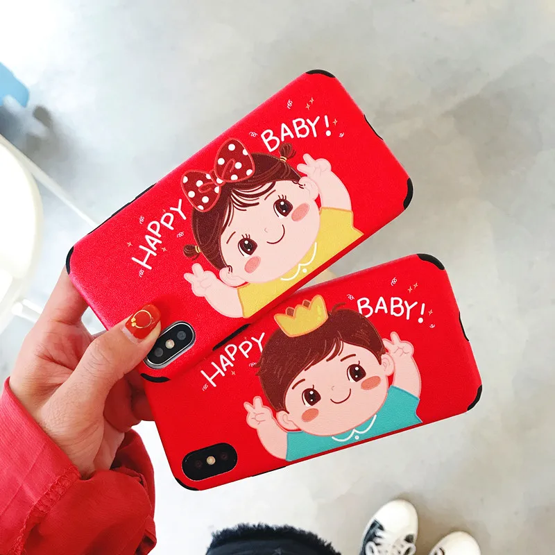 Cartoon Phone Case For iPhone XR XS MAX X 8P Soft TPU 7 6 6S Plus Funny Letter Smile Little Boy Girl Back Cover |