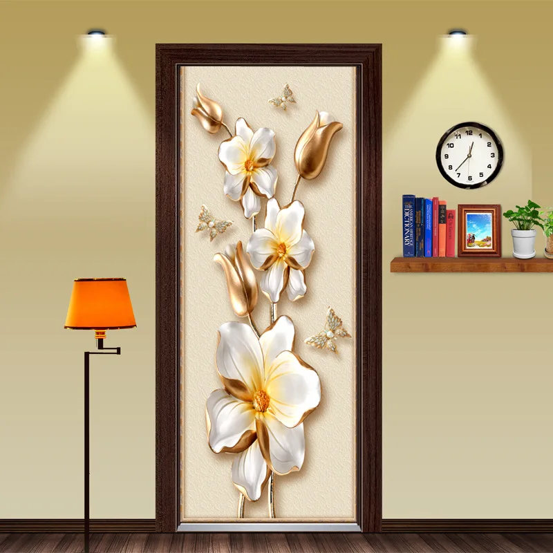 Наклейка на дверь s пейзаж Водонепроницаемый гостиная обои для двери спальни самоклеющиеся художественные наклейки на стены имитация 3D стикер на стену