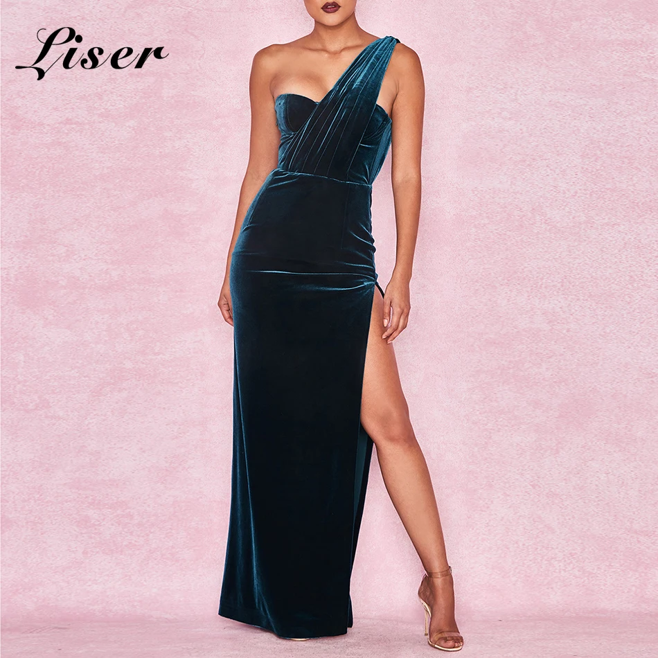 Liser новое летнее женское платье без бретелек бархатное сексуальное обтягивающее платье элегантные вечерние платья синего цвета Vestidos