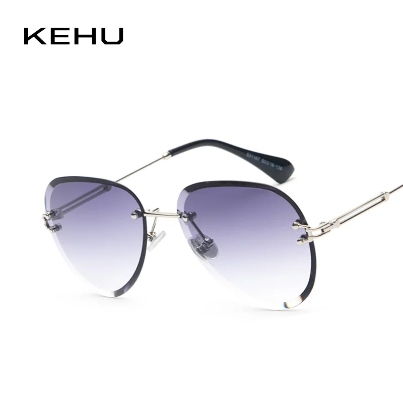 

KEHU Fashion Fine Lady Sunglasses Women Brand Designer 2018 New Sunglasses Metal Frameless Sun Glasses Men Retro Goggles K9422