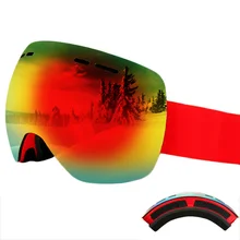 Двойной линзы сферические UV400 Анти-Туман Лыжные очки с футляром для снежной погоды солнцезащитные очки Лыжный Спорт Для мужчин Для женщин