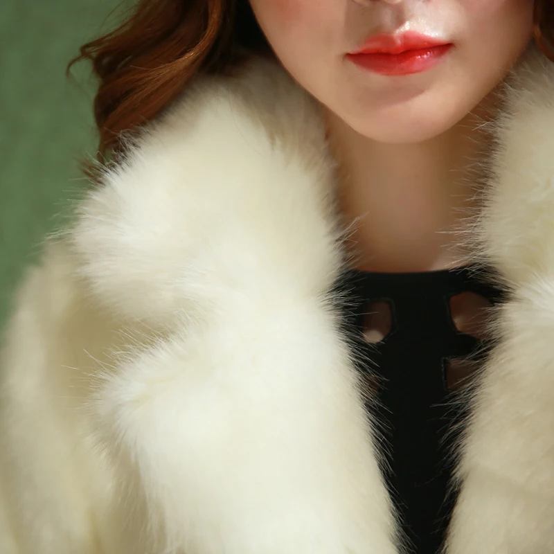 Col Faux Blanc Manches black Longues Femmes Nouveau Fourrure Shd Turn Style Automne À 212 De Noir White Vison Manteau Hiver down qYP4y7