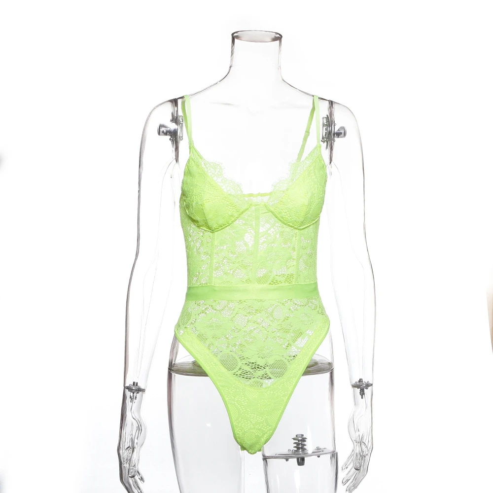 Women Slimming Underwear shaper Corset thin Bodysuit Jumpsuit women underwear lace thin shapewear woman gift - Цвет: Neon Green