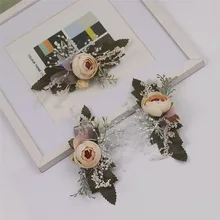 Вечерние Винтаж волос папка ручной работы невесты головной убор сухой цветок шпилька Моделирование Роуз Свадебные украшения для волос для укладки волос инструмент