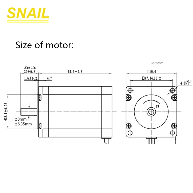 2.5N.M 81.5mm 길이 2 단계 57 스테퍼 모터. DM542 드라이버 포함. 조각 기계 용. 산업 장비. 3D 인쇄 용